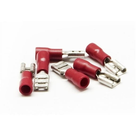 XScorpion Female Quick Disconnect Terminals 1822 Gauge, Red, 100pcs per Pack  Insulated .250 Crimp Spade Connectors for Automotive & Electrical Wiring (FD250R)