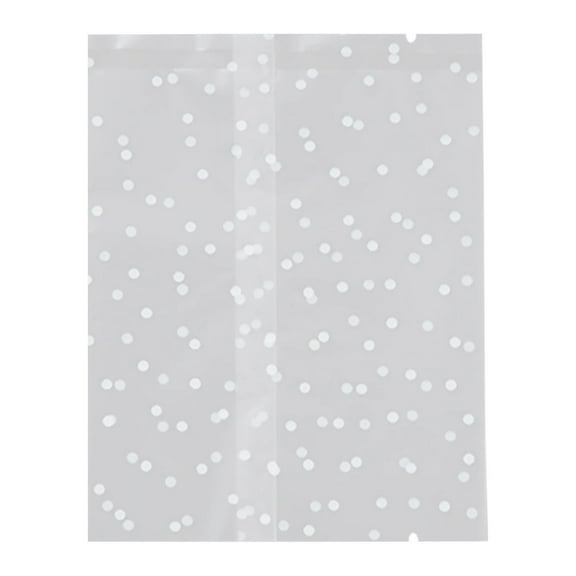 XSCPXTT 100PCS Matte Cookie Sleeves for Gift Giving,White Polka Dot Small Treat Bag,Frosted Heat Seal Cellophane Bags for Packaging Candy Snack Baked Food Clear