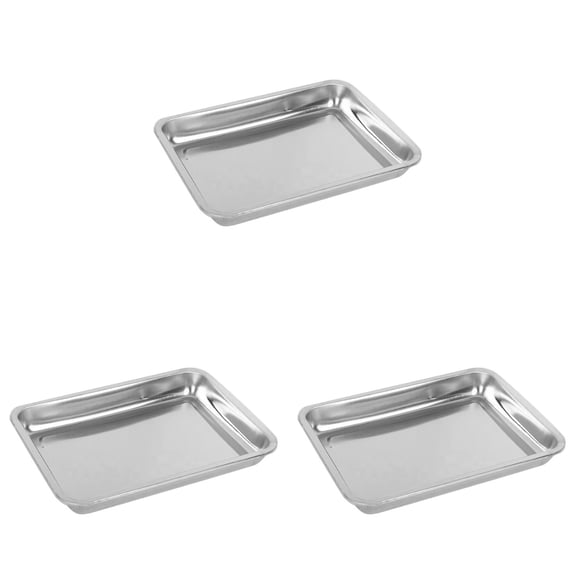 XSCPXTT 3Pcs Pure Stainless Steel Toaster Oven Pan Tray Ovenware,Heavy Duty & Healthy, Mirror Finish & Easy clean, Deep Edge, Dishwasher Safe,Silver