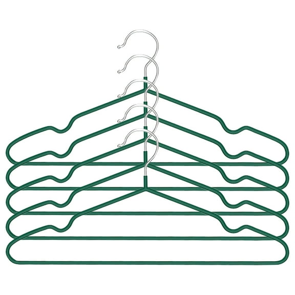 XSCPXTT 5PCS Closet Wire Coat Metal Hangers , Clothes Hanger for Cloth Non-Slip Dip Hangers Green