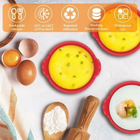 XSCPXTT 9PCS Food-Grade Silicone Egg Poacher Cups,Non-Stick Round Design,Release & Heat-Resistant,Baking Cups for Souffle Dishes,Suitable for Home Kitchens,Breakfast & Daily Cooking