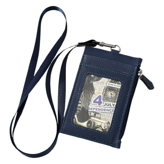 XSCPXTT Blocking PU Leather Card Holder - Neck Lanyard Badge Wallet with Detachable Strap for Work, Travel, Events & ID/Access Cards Black