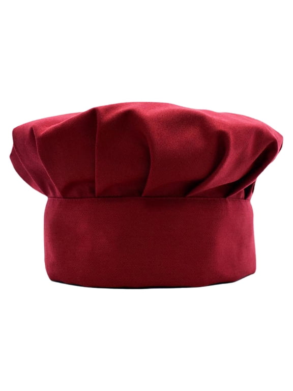 Chef Hat, Adult Premium Adjustable Elastic Baker Kitchen Cooking Chef Cap Red