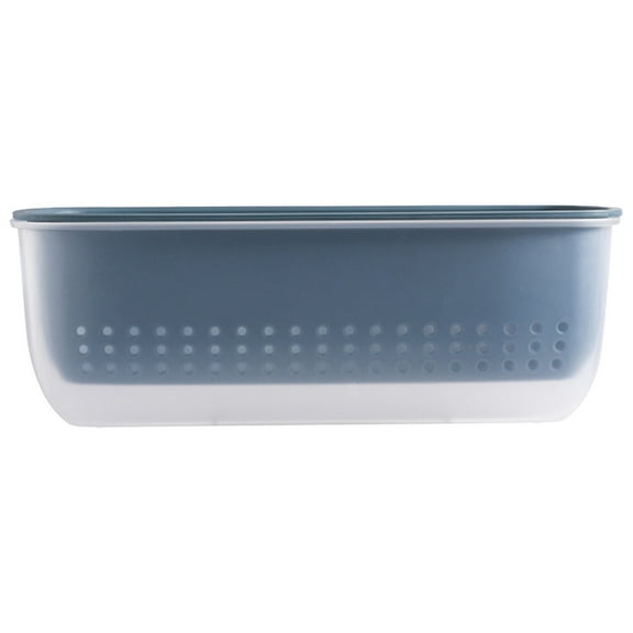 XSCPXTT Draining Rack Drain Basket Kitchen Storage Basket Double Layer Wall Mounted Fruit Vegetable Food Washing Strainer Drainage Rack Blue
