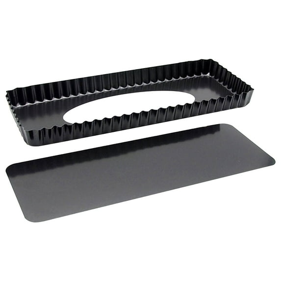 XSCPXTT InchHeavy Gauge Carbon Steel Non-stick Rectangular Tart Pan with Removable Bottom Quiche Baking Pan,Black
