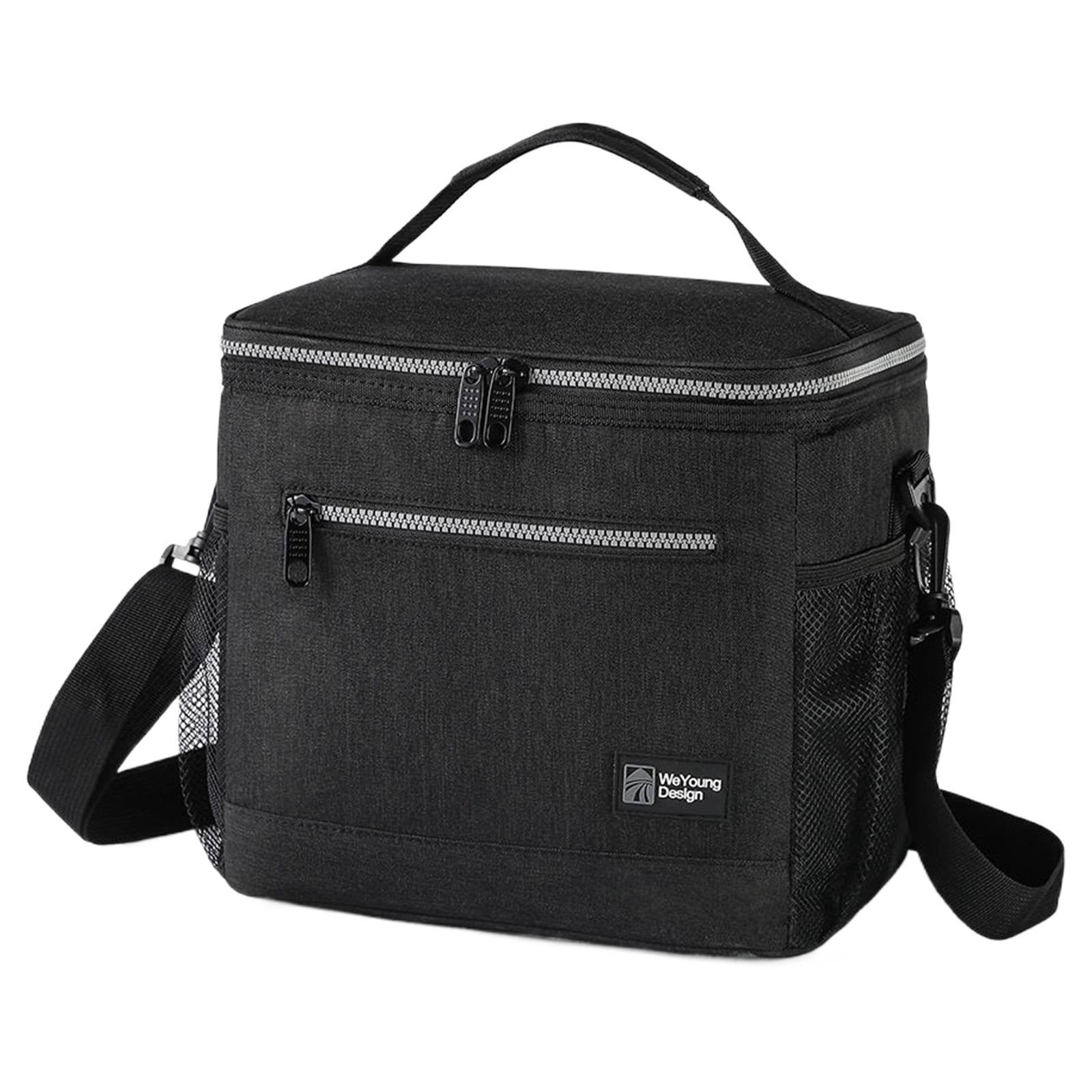 XSCPXTT Insulated Lunch Box Men Women, Lunch Bag for Work School, Leakproof Soft Cooler Tote Adult, Large Lunch Pail , Picnic Beach Food Bag with Shoulder Strap Black