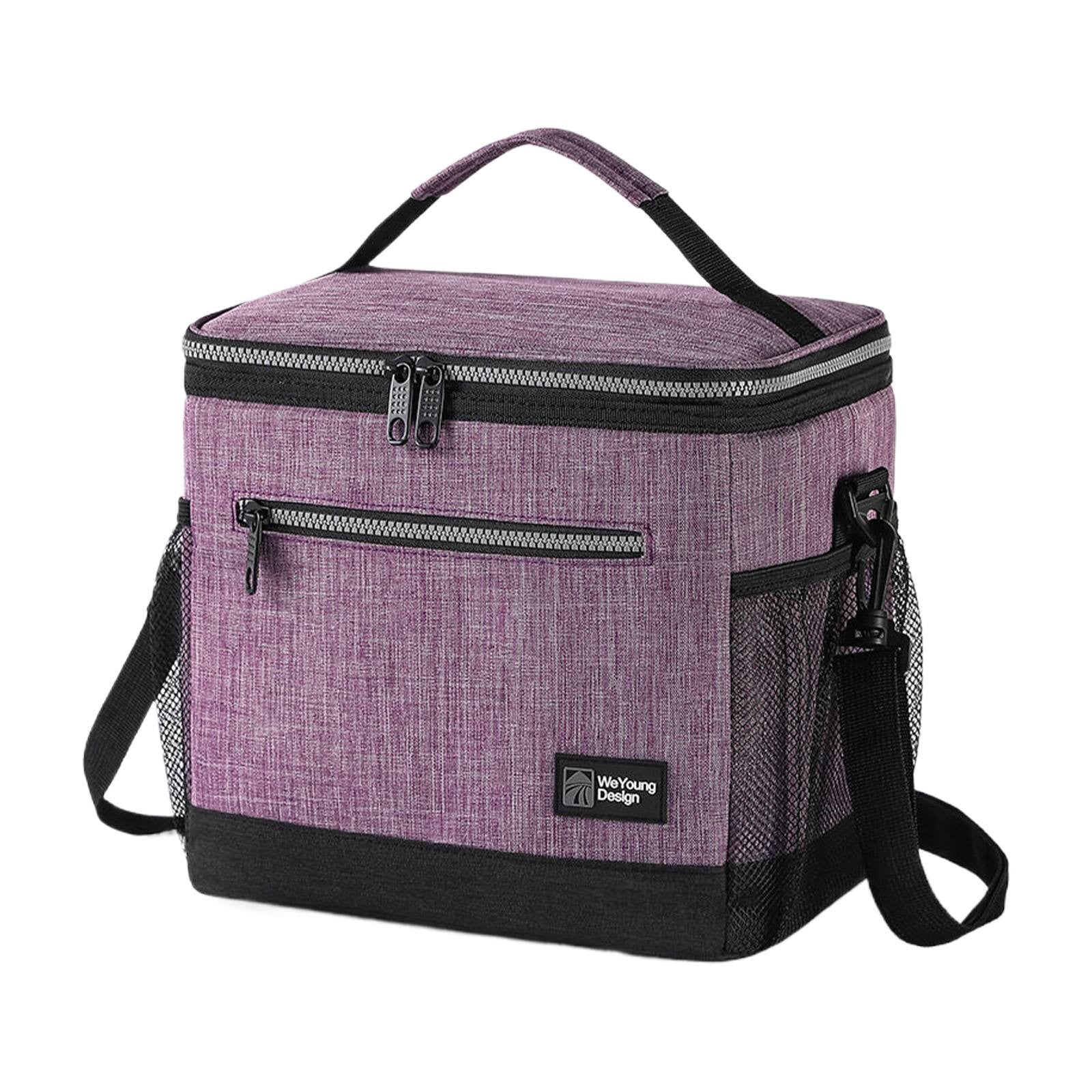 XSCPXTT Insulated Lunch Box Men Women, Lunch Bag for Work School, Leakproof Soft Cooler Tote Adult, Large Lunch Pail , Picnic Beach Food Bag with Shoulder Strap Purple