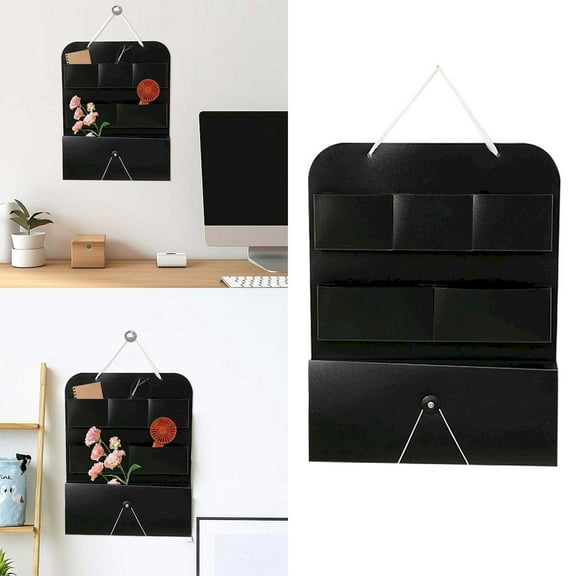 XSCPXTT Large Capacity Multi-Layer Hanging Folder Bag – Wall Mounted Storage Organ Bag for Home Office Document Organization, Classified Bills & Receipt Storage Black
