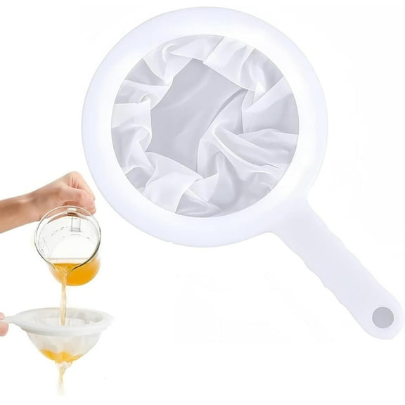 XSCPXTT Mesh Strainer for Generous White Color,Fine Mesh Strainer Nylon Strainer for Juice Fine Mesh Sieve Mesh Strainer with Plastic Handle for Juicing Coffee Nut Milks Milk Butter and Cheese White