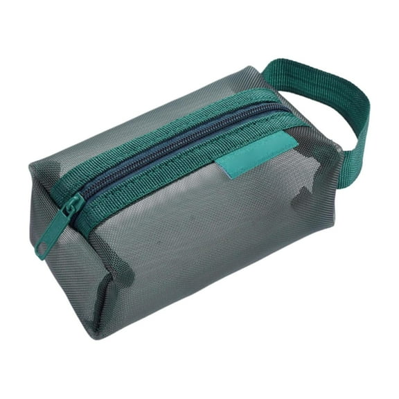 XSCPXTT Mini Zipper Mesh Bag 4.33x2.75x1.96IN Nylon Small Makeup Zipper Mesh Pouch Cosmetic Case Mesh Storage Bags for Earphone, Credit Card Dark Green