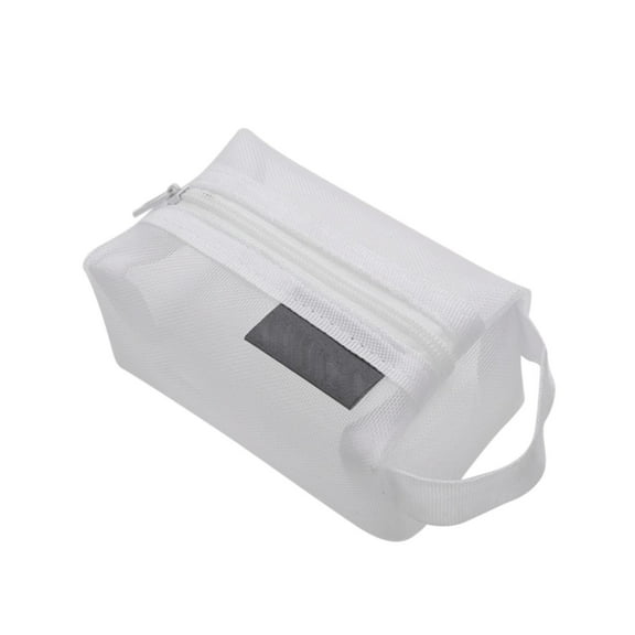 XSCPXTT Mini Zipper Mesh Bag 4.33x2.75x1.96IN Nylon Small Makeup Zipper Mesh Pouch Cosmetic Case Mesh Storage Bags for Earphone, Credit Card White