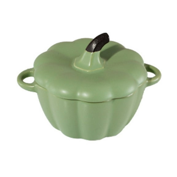 XSCPXTT Pumpkin Ceramic Soup Bowl Lid Versatile Stew Pot for Desserts Eggs Deep Kitchen Essential for Home Camping Restaurant Use - Tableware Green