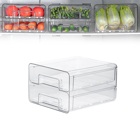 XSCPXTT Refrigerator Organizer Bin Design Double Holder for Fridge Storage Container Keeps Fresh and for Pantry and Kitchen Use