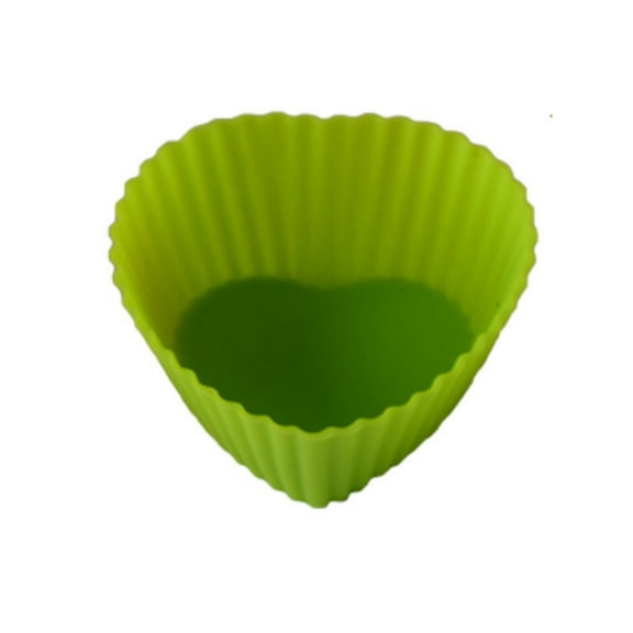 XSCPXTT Silicone Cupcake Liners, 2.76 Inch Reusable Baking Cups Nonstick Muffins Mold for Birthday Wedding Party, Green Heart