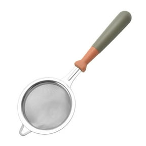 XSCPXTT Small Fine Mesh Strainer: 18/8 Stainless Steel Kitchen Food Sieve with Sturdy Riveted Silicone Handle, Heavy Duty Deep Handheld Metal Colander for Tea, Juice Red