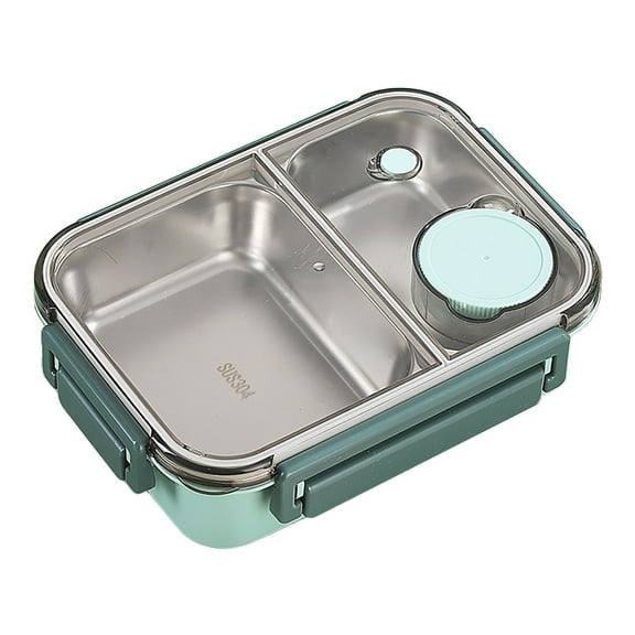 XSCPXTT Stainless Steel Bento Lunch Food Box Container, Metal Bento Lunch Box Container with Lockable Clips to Leak Proof Green