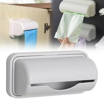 XSCPXTT Plastic Garbage Bag Dispenser Roll Holder – No-Punching Wall Mounted Organizer for Home Kitchen Waste Bags, Bathroom & Laundry Room Storage Gray