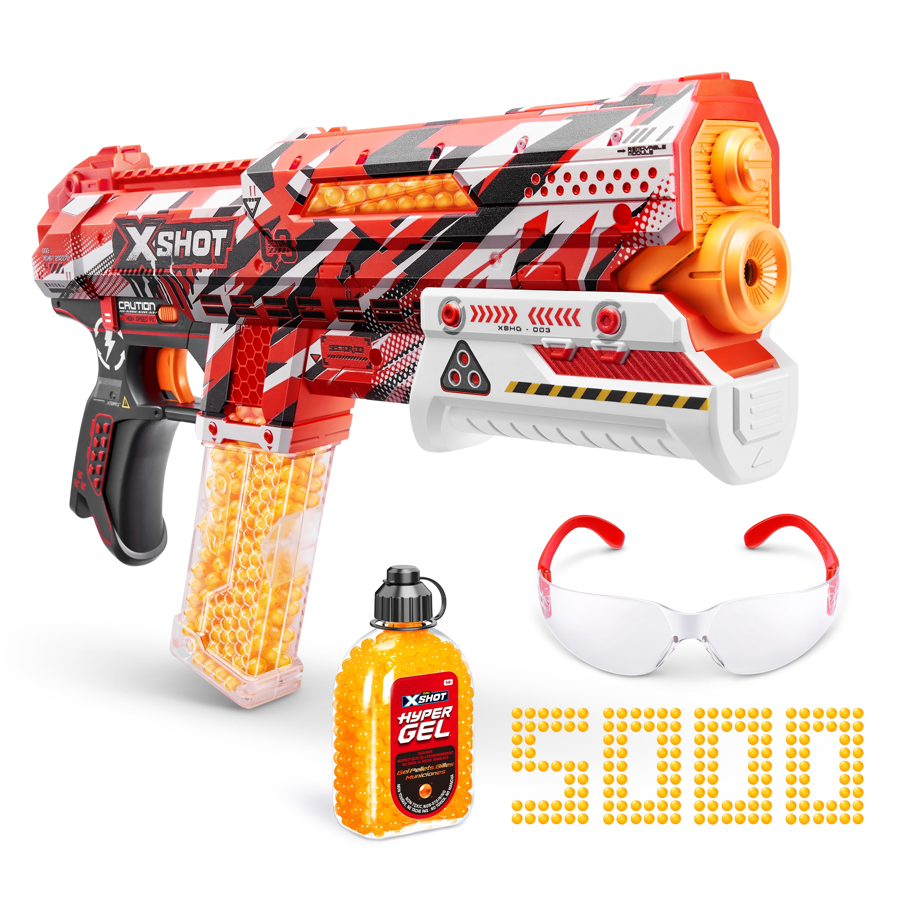 ZURU X-Shot Hyper Gel Clutch Blaster with Fire Ammo Mag, 5,000