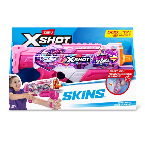 XSHOT Fast-Fill Skins Hyperload Water Blaster - Unicorn Splash by ZURU Water gun for Summer, XSHOT Water Toys, Fills with Water in just 1 Second, Big Water Toy for Children, Teen and Adults