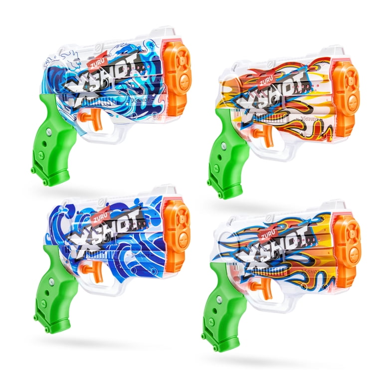 XSHOT, Water Fast-Fill Skins Nano Water Blaster, 4-pack, Up to 30