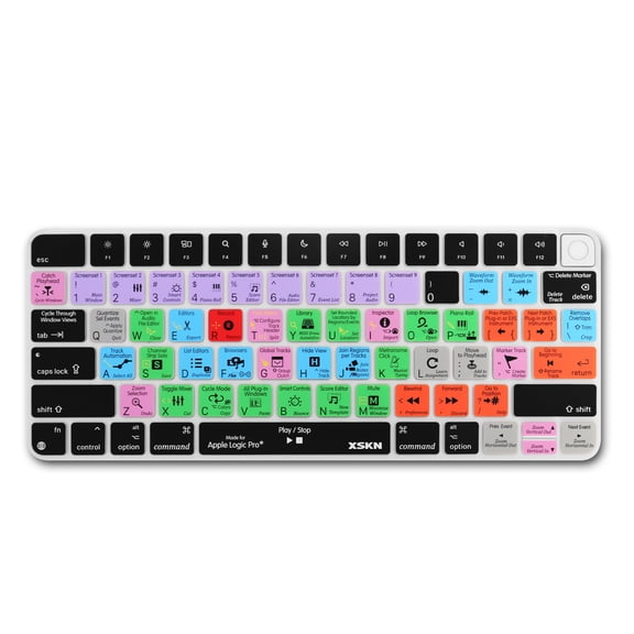XSKN Logic Pro Shortcuts US Version Since 2021 Released Magic Keyboard with Touch ID A2449 /Lock Key A2450 Silicone Keyboard Cover Skin iMac 24 inch keyboard Accessories M1 M2 M3 chip