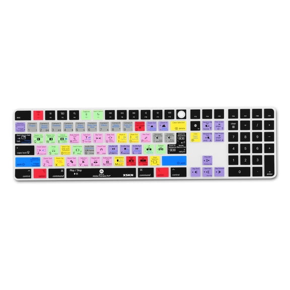 XSKN Premiere Pro Shortcut Ultrathin Silicone Keyboard Cover Skin for 2021 Released Magic Keyboard with Touch ID and Numeric Keypad A2520 iMac 24 inch keyboard Accessories M1 M2 M3 chip US&EU Version