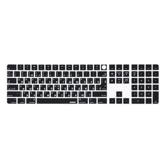 XSKN Russian language US&EU Version Ultra thin waterproof Silicone Keyboard Cover Skin for 2021 Released Magic Keyboard with Touch ID and Numeric Keypad A2520 iMac 24 inch keyboard Accessories