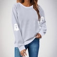 thumbnail image 1 of XSMGTUI Halloween Sweatshirt for Women Fall Spooky Season Ghost Long Sleeve Crewneck Casual Witch Pumpkin Bat Oversized Pullover Soft Comfortable Cute Vintage Graphic Tees, 1 of 4