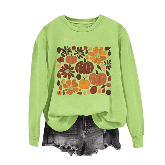 XSMGTUI Halloween Women's Crew Neck Sweatshirt Long Sleeve Loose Fit Fall Ghost Fall Pumpkin Fashion Tendy Casual Cute Vintage Graphic Soft Comfortable