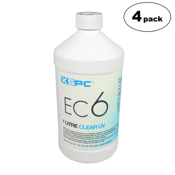 XSPC EC6 High Performance Premix PC Coolant, Translucent, 1000 mL, Clear UV, 4-pack