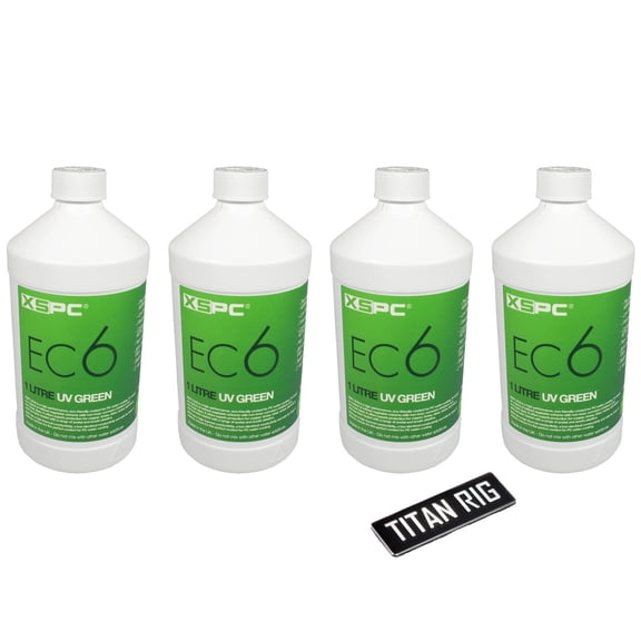 XSPC EC6 High Performance Premix Coolant, Translucent, 1000 mL, UV Green, 4-pack