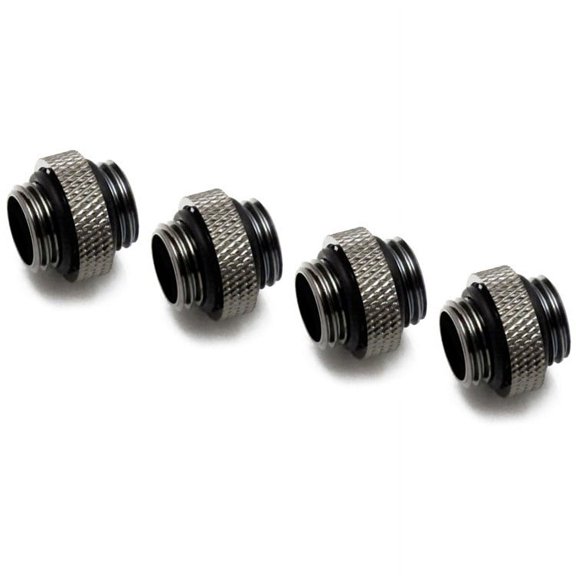 XSPC G1/4" 5mm Male to Male Fitting, Black Chrome, 4-pack