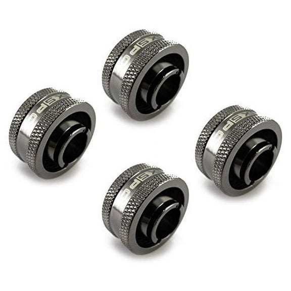 XSPC G1/4" to 1/2" ID, 3/4" OD Compression Fitting V2 for Soft Tubing, Black Chrome