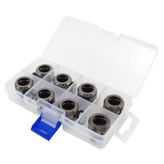 XSPC G1/4" to 10mm ID, 14mm OD Rigid Tubing Fitting (For use with XSPC Metal & PETG Tubing Only), Black Chrome, 8 Pack