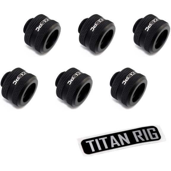 XSPC G1/4" to 10mm ID, 14mm OD Rigid Tubing Fitting, Matte Black, 6-pack