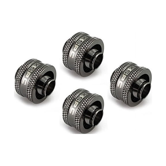 XSPC G1/4" to 3/8" ID, 1/2" OD Compression Fitting V2 for Soft Tubing, Black Chrome