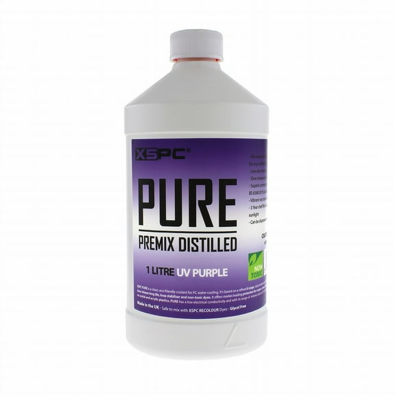 XSPC Pure Premix Distilled PC Coolant, 1 Liter, UV Purple