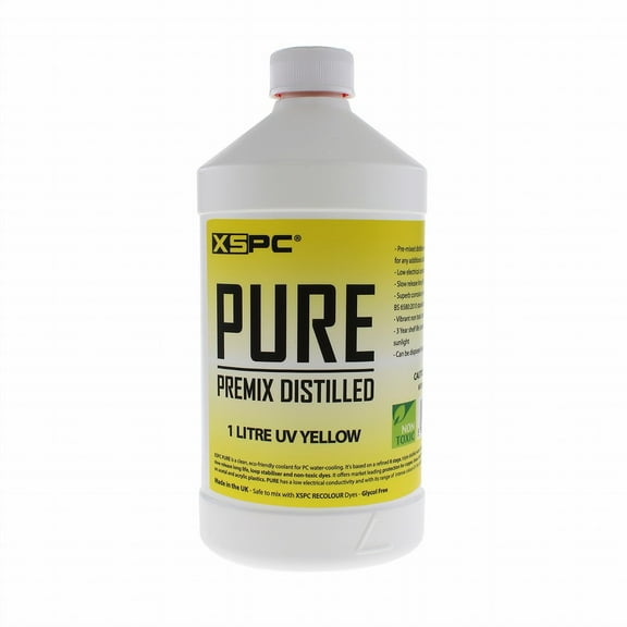 XSPC Pure Premix Distilled PC Coolant, 1 Liter, UV Yellow