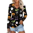 Difdany Halloween Tshirts Adults Loose Henley VNeck Shirt for Women