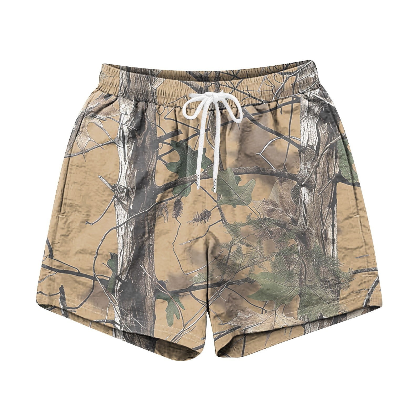 XSSFCC Real Tree Camo Shorts for Men Dressy Hunting Tree Mens Mesh Shorts Elastic Waist Camo Shorts for Men Beige M Walmart