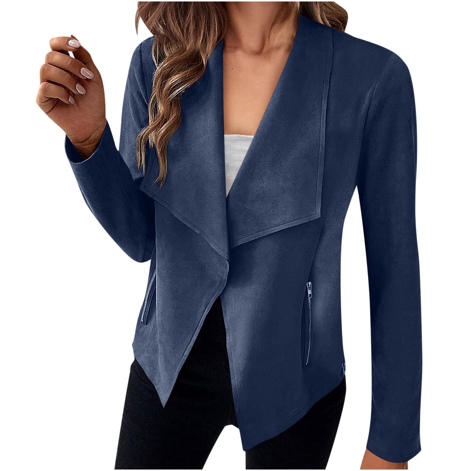 Navy suede biker jacket womens deals