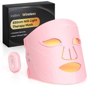 XSSNVV Red Light Therapy Face Mask, 4 Modes Portable LED Face Mask, Wireless 850NM Infrared Light Therapy Mask for Face, Home & Travel, Black