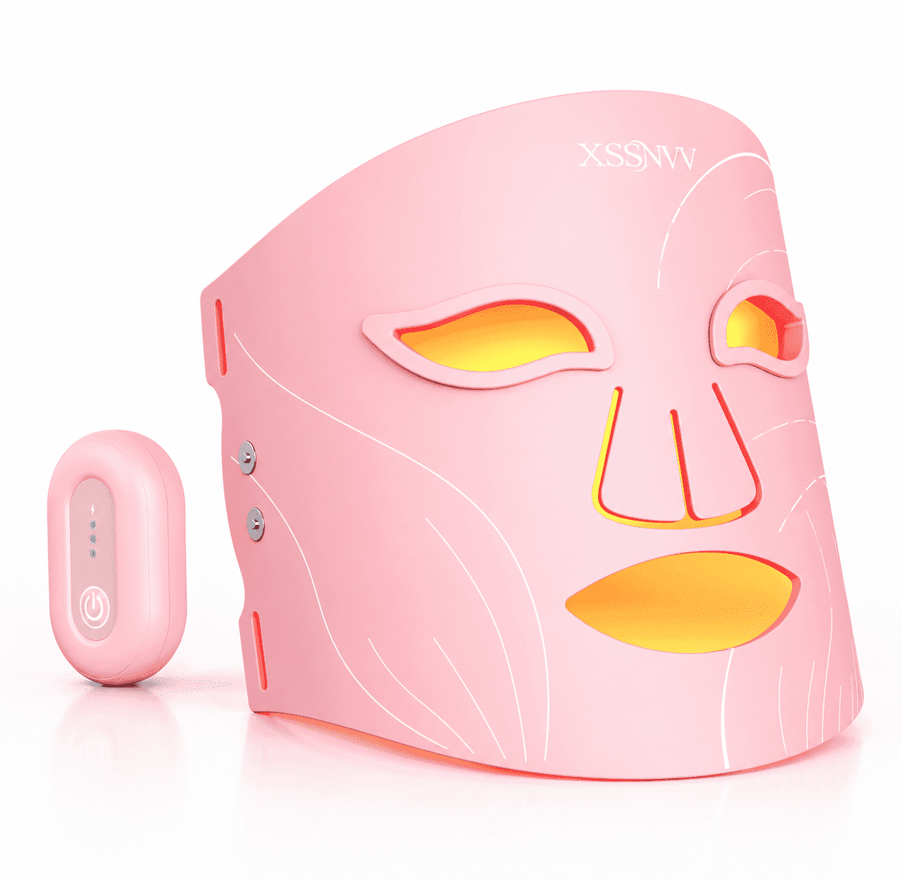 XSSNVV Red Light Therapy Face Mask, Wireless 4‑Modes LED Mask with