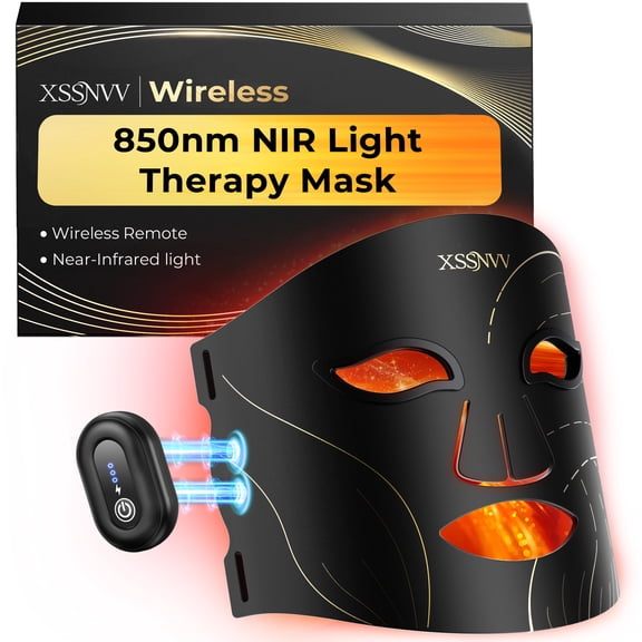 XSSNVV Red Light Therapy Face Mask,Wireless 850NM Infrared NIR Light Therapy Mask,4-in-1 Light Therapy, Collagen Boosting Anti-Aging for Radiant Skin