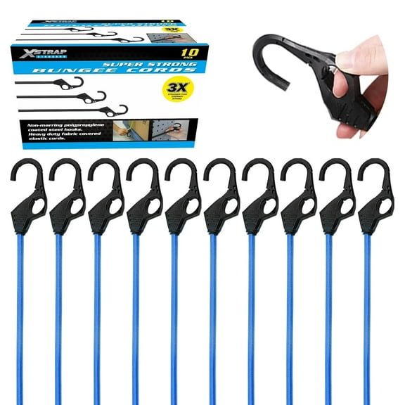 XSTRAP 10-pack Bungee Cords with Finger-Hole Hooks