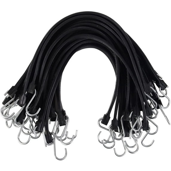 XSTRAP STANDARD 20 Pack 21-Inch Adjustable Rubber Tarp Straps, EPDM Bungee Cords with Hooks - Ideal for Securing Tarps, Canvases, Flatbed Trailers
