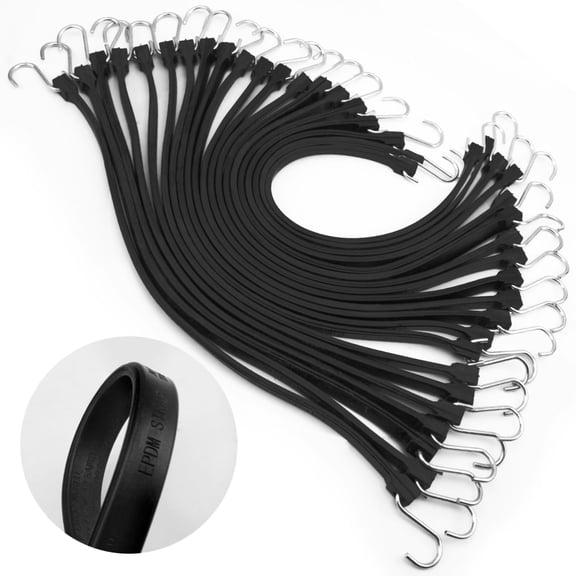 XSTRAP STANDARD 20 Pack 31'' Adjustable Rubber Tarp Straps, EPDM Bungee Cords with Hooks, Ideal for Securing Tarps, Canvases