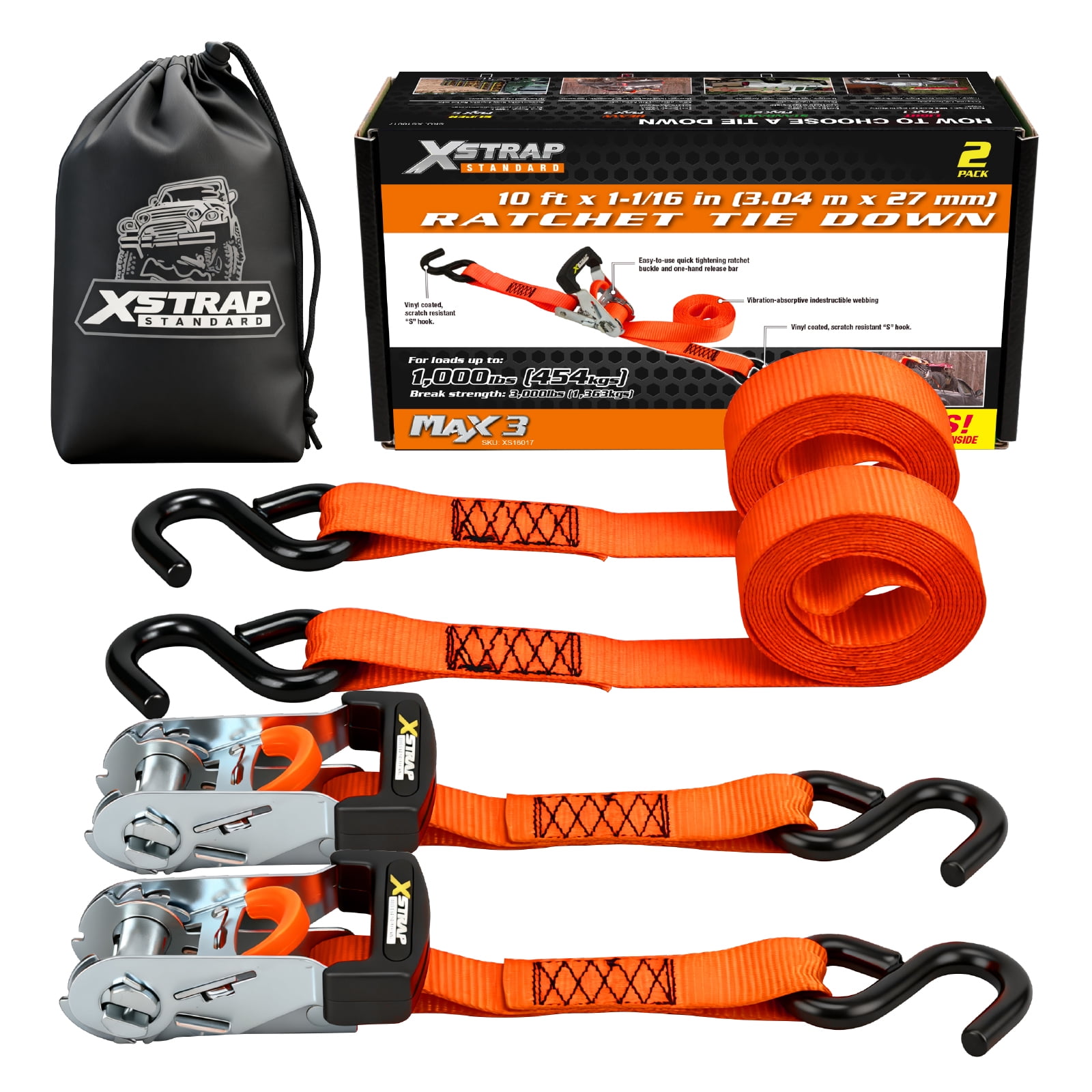 XSTRAP 4PK - 1-1/16 in x 10 ft Tie Down Kit with Storage bag