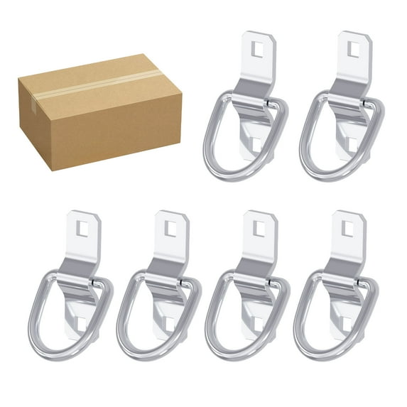 XSTRAP 6 Pieces Heavy Duty D-Ring Tie Down 3/8" Steel D-Rings Trailer 6000 Lbs D-Ring Bracket D Ring Mounting Plate for Ratchet Tie Down Straps Car Truck Bed Cargo