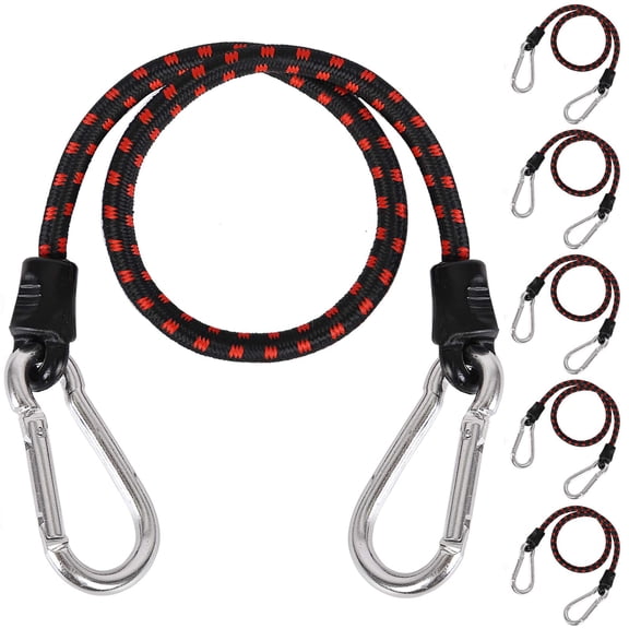 XSTRAP STANDARD 6-Pack 24-Inch Bungee Cords with Carabiners, Heavy Duty Elastic Straps, 121 lbs Tension, for Cargo, Roof Racks, Trailers, and Camping